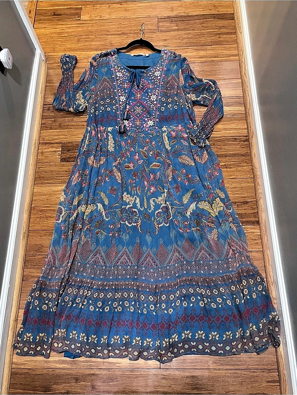 Soft Surroundings Embroidered Maxi Dress in Blue Size 1X Like New